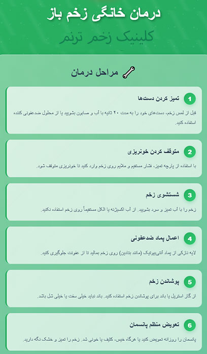 کلینیک درمان زخم باز در خانه